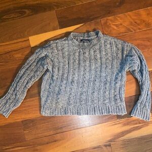 American Eagle Outfitters Heathered Gray Cable Knit Sweater